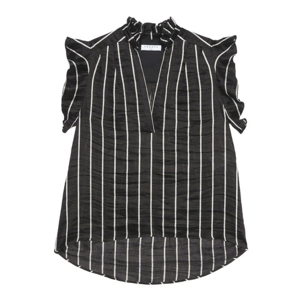 Sandro striped linen sleeveless blouse